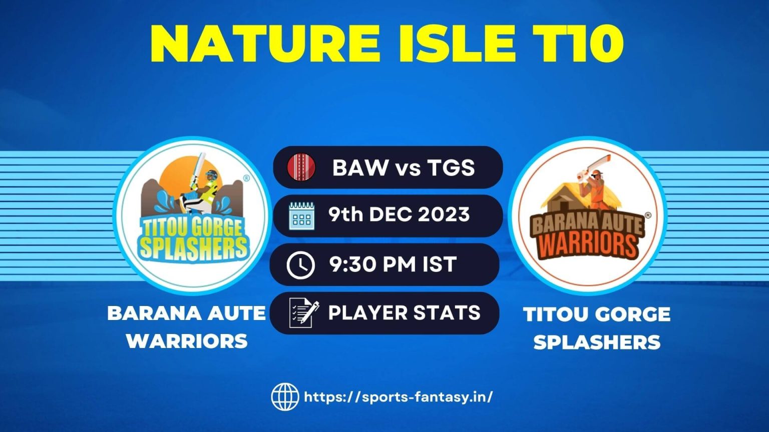 BAW Vs TGS Dream11 Prediction Player Stats Pitch Report Team