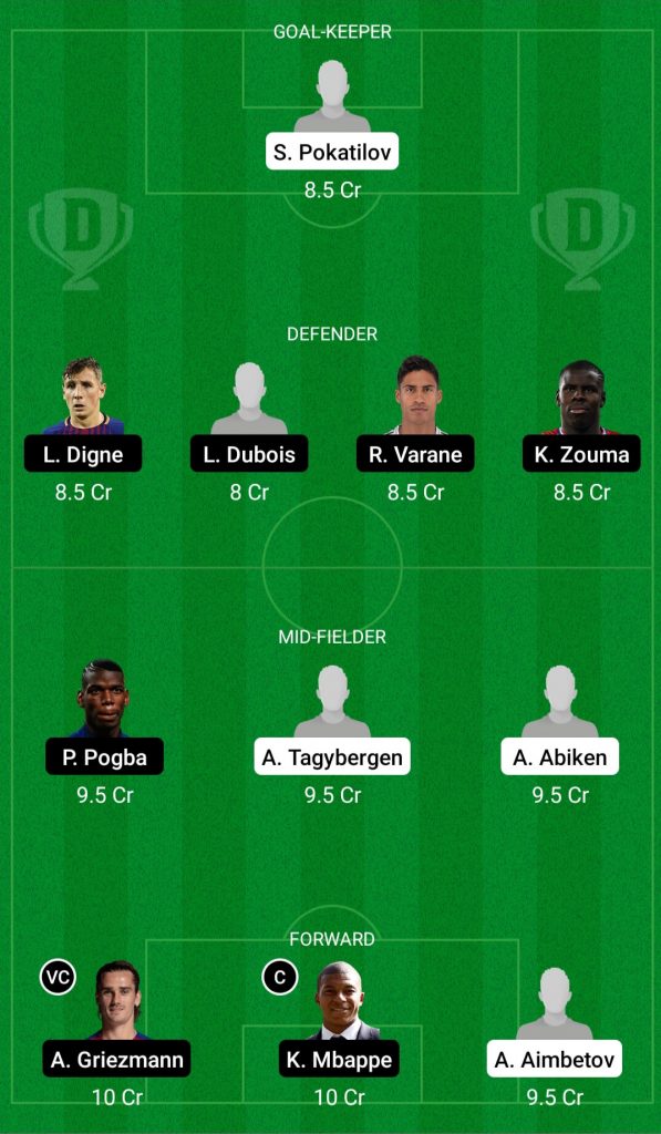 Kazakhstan Vs France Dream11 Team