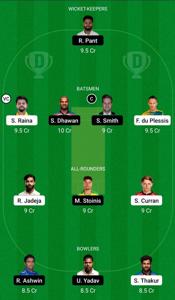 csk vs delhi dream11 team